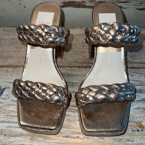 Dolce Vita Gold Heeled Shoes with Quilted Design